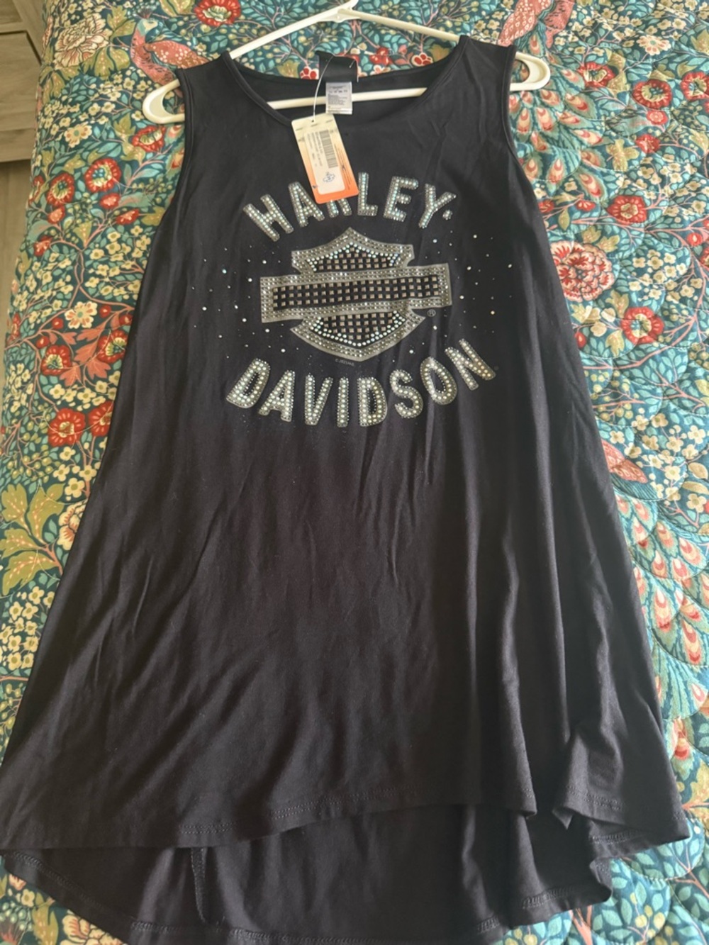 Harley-Davidson Black Tank with Iridescent Rhinestone Logo